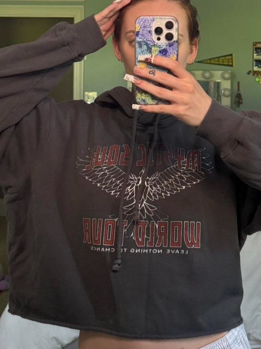 Hollister Graphic Cropped Hoodie